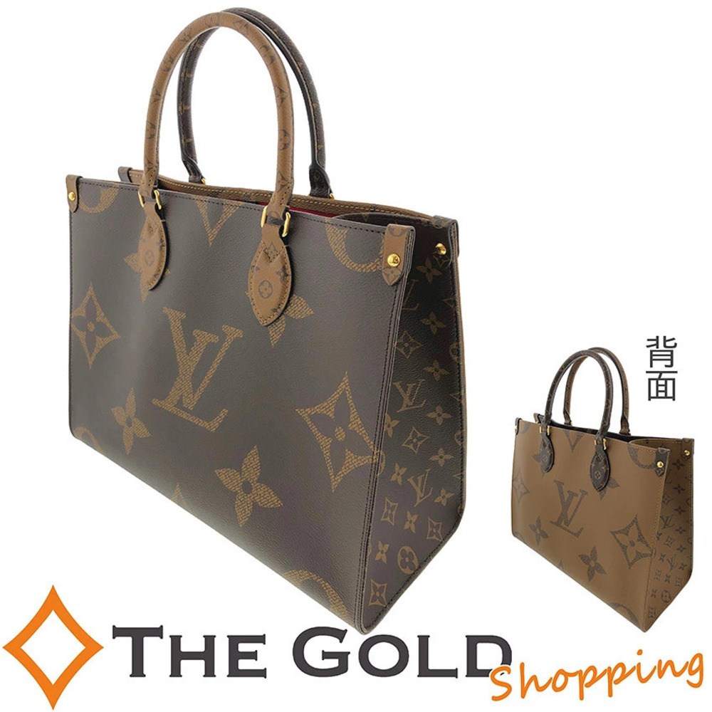 Louis Vuitton OnTheGo Giant Monogram Shoulder Tote Bag Canvas Leather Brown